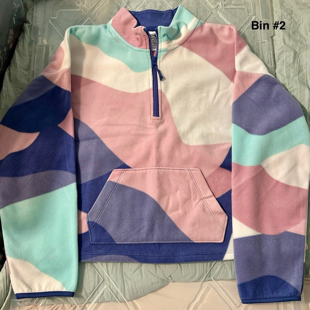 Athletic Works Girls Zip Up Sweater - Pink, Blue, White